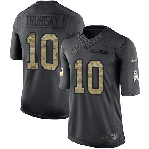 Nike Bears #10 Mitchell Trubisky Black Men's Stitched NFL Limited 2016 Salute to Service Jersey - Click Image to Close
